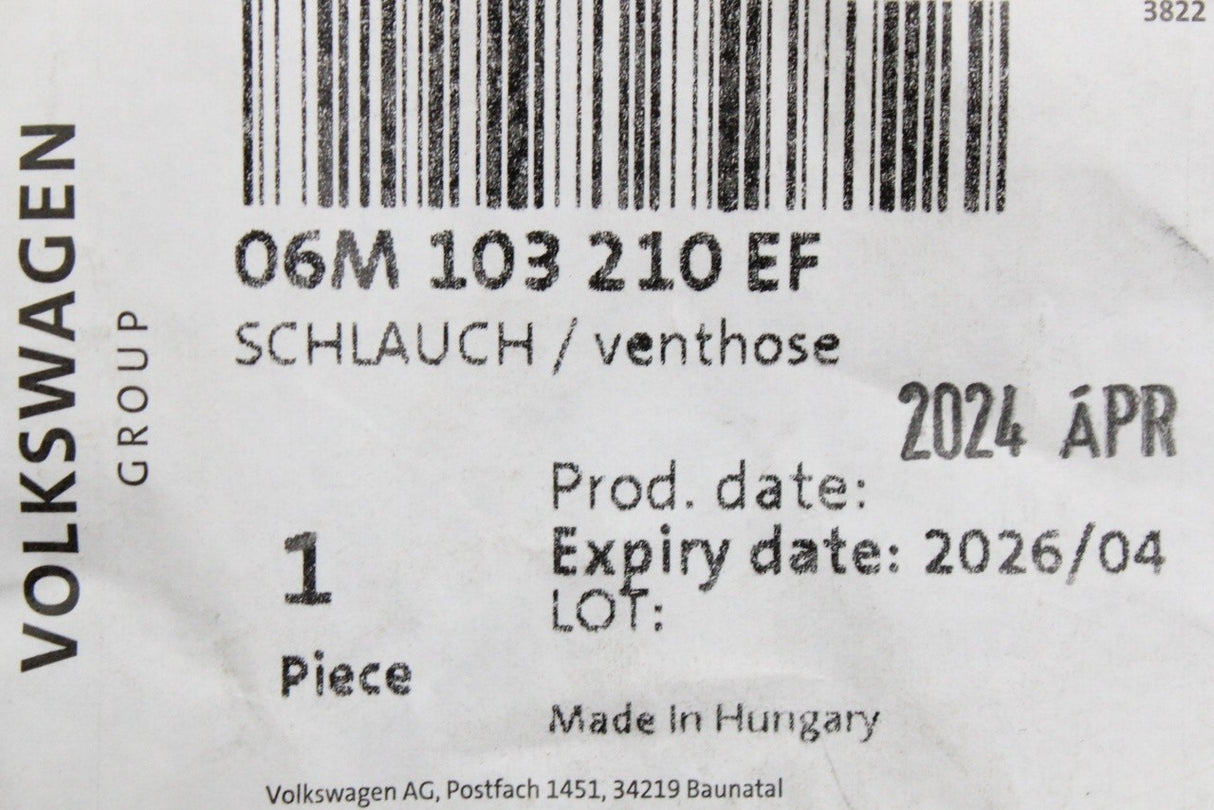 Audi S4 2016-on S5 2017-on 3.0 V6 TFSI vent hose 06M103210EF