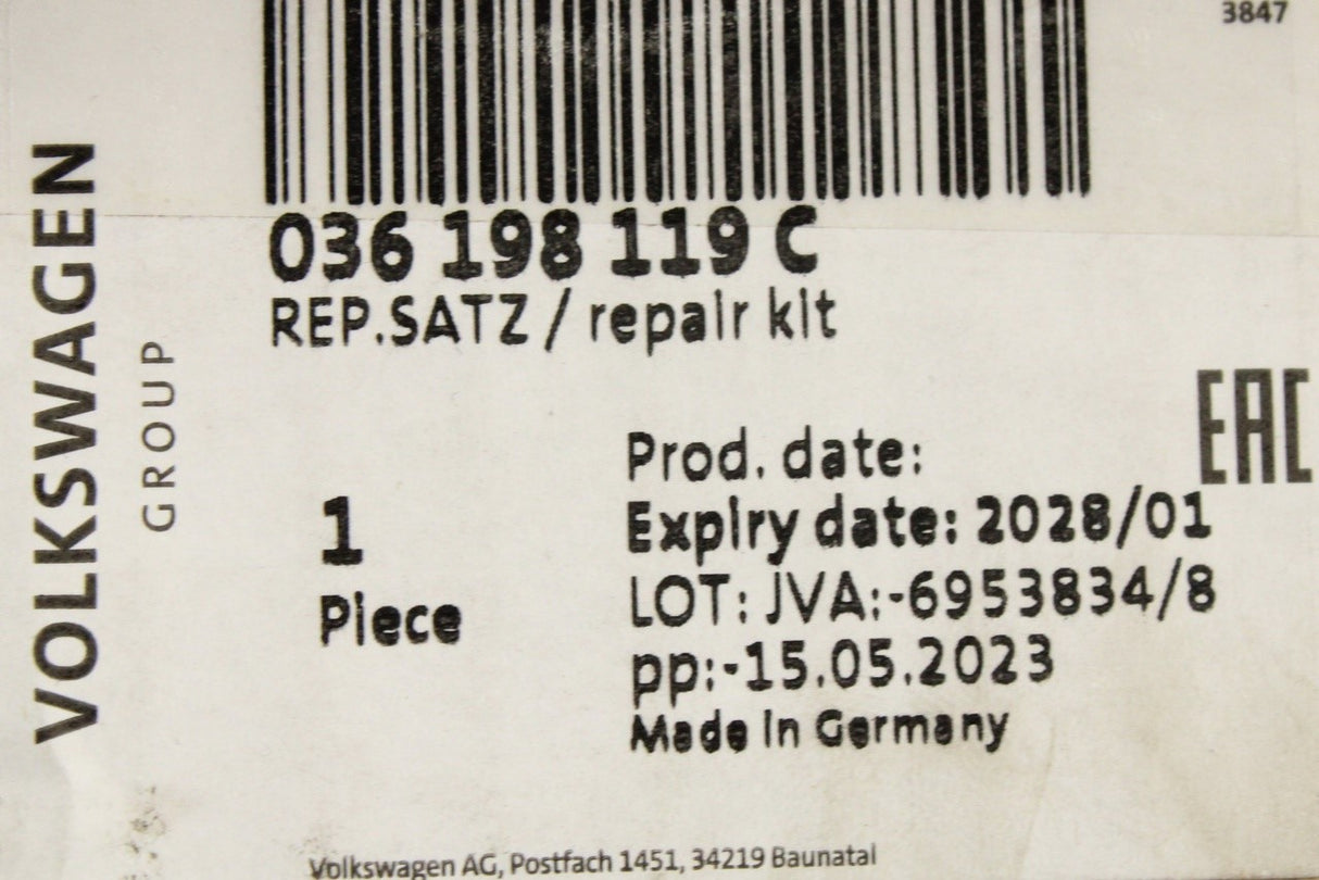 VW Audi Skoda SEAT 1.4 16V petrol timing belt cambelt kit 036198119C