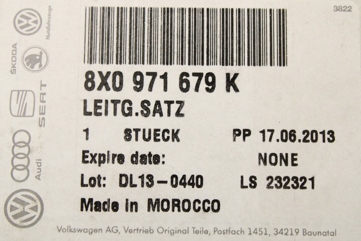 Audi A1 2011-2014 dash panel box wiring harness set 8X0971679K