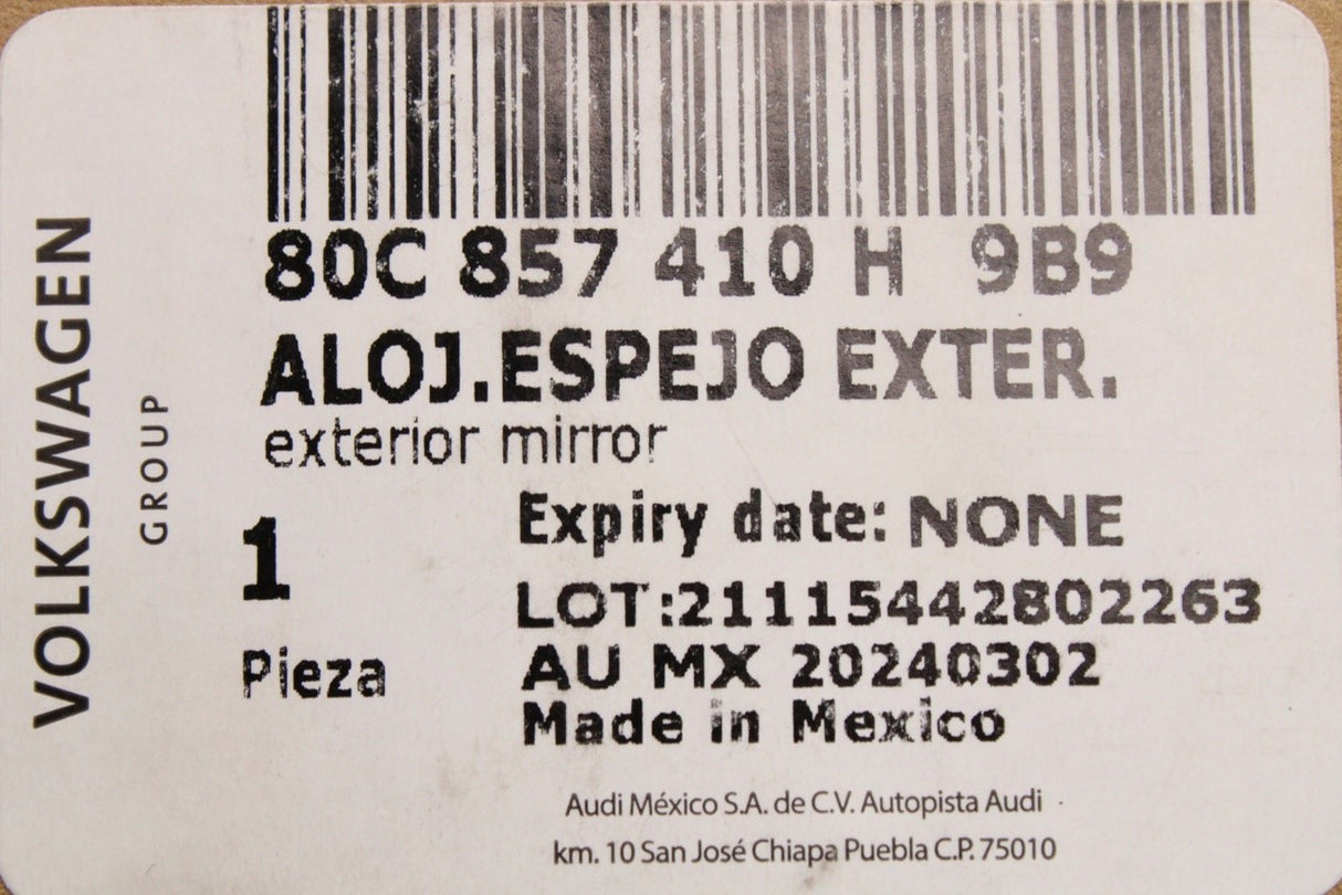Audi Q5 2017-on RHD exterior wing mirror housing (right) 80C857410H 9B9