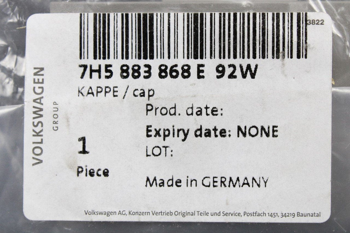 VW Transporter Cali T6 Sliding seat runner cover cap grey 7H5883868E92W