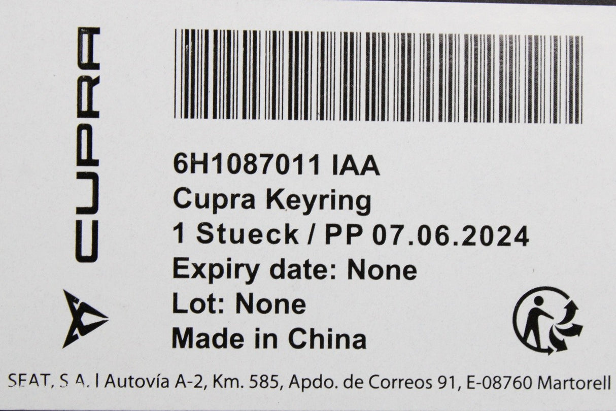 CUPRA accesory zinc alloy keyring 6H1087011 IAA