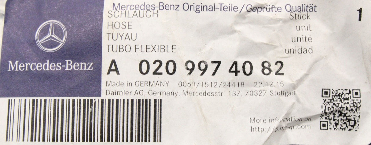 Mercedes-Benz transmission oil cooler hose A0209974082