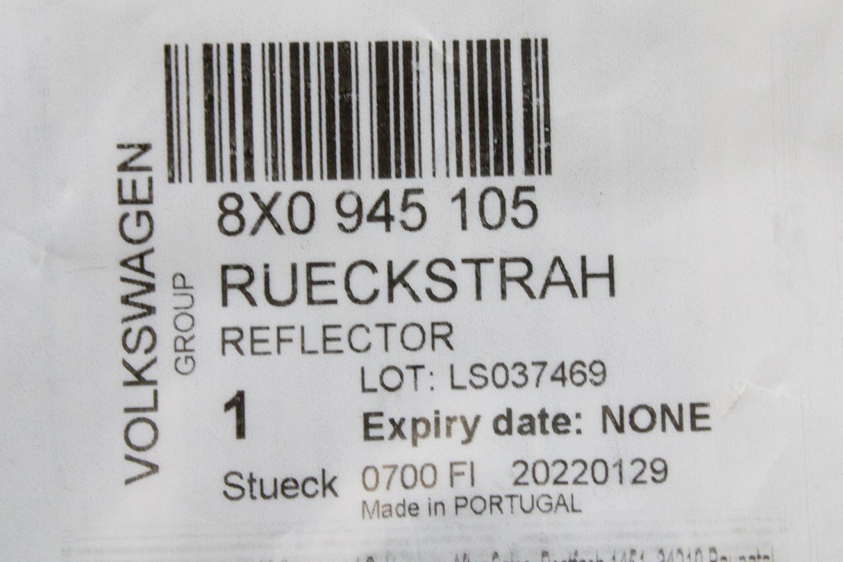 Audi A1 2011-2014 rear bumper reflector lens (left) 8X0945105