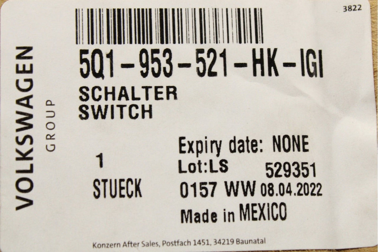 VW Skoda steering column indictor wiper stalks squib 5Q1953521HK IGI