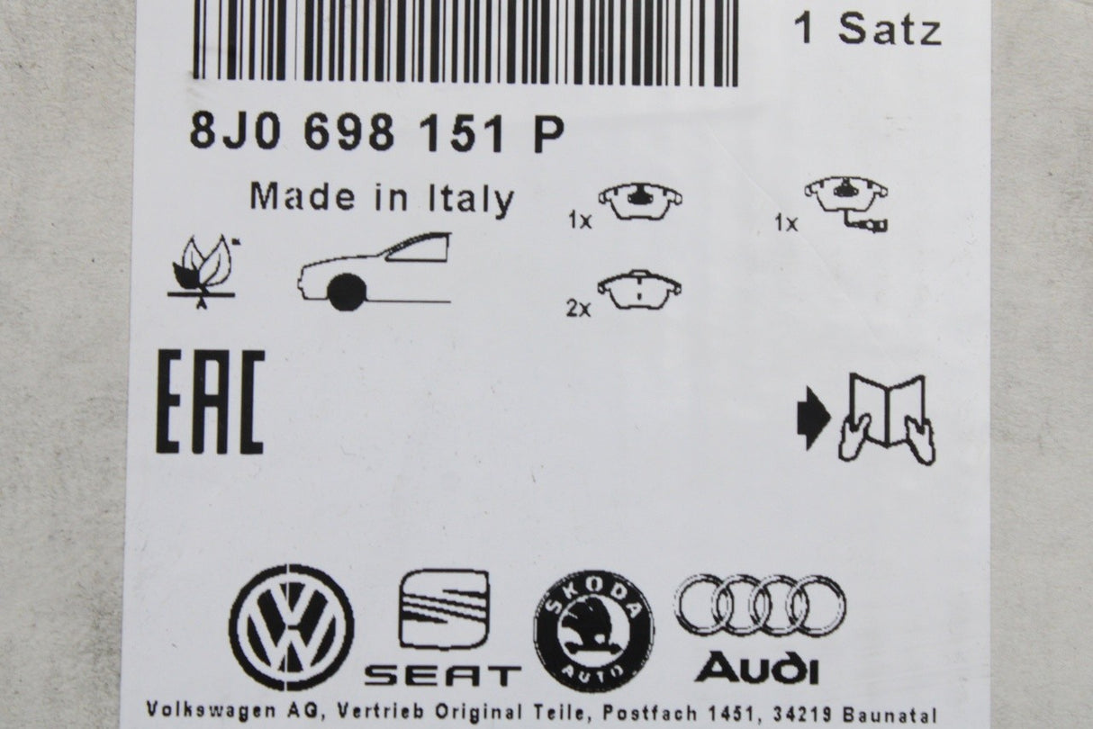 A1 2011-14 TT 2007-14 front brake pads set (312mm) 8J0698151P