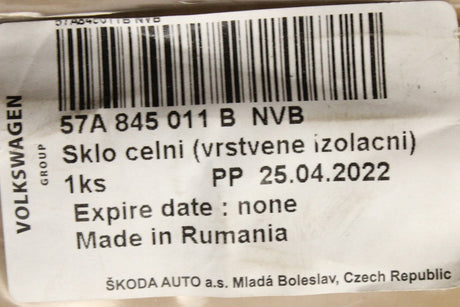 Skoda Karoq 2018-on front windscreen glass 57A845011B NVB