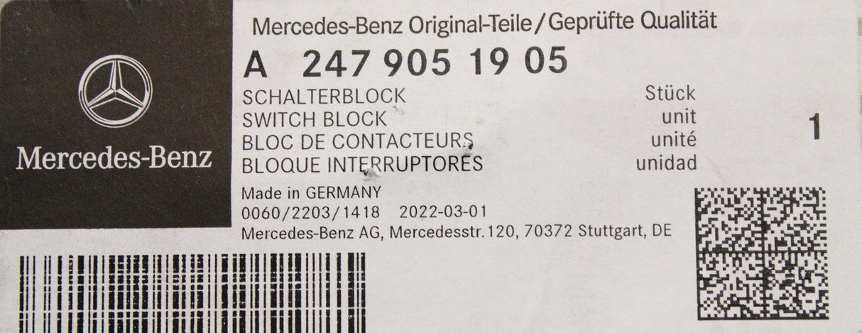 Mercedes-Benz GLA AMG 2020-on driving mode switch block A2479051905