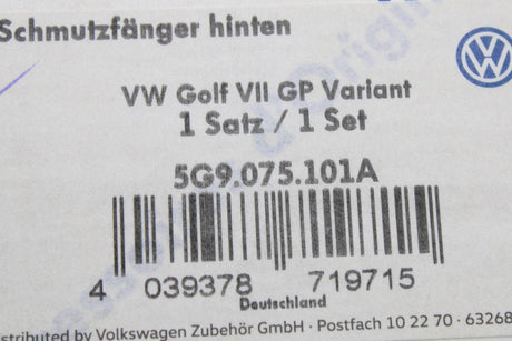 VW Golf MK7.5 Estate 2017-2020 accessory mud flaps (rear) 5G9075101A