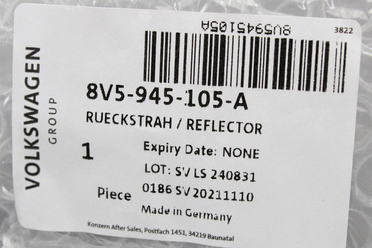 Audi A3 Saloon 13-16 rear bumper reflector lens (left) 8V5945105A