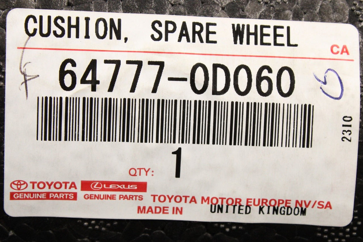 Toyota Yaris 2014-2020 spare wheel foam insert 64777-0D060