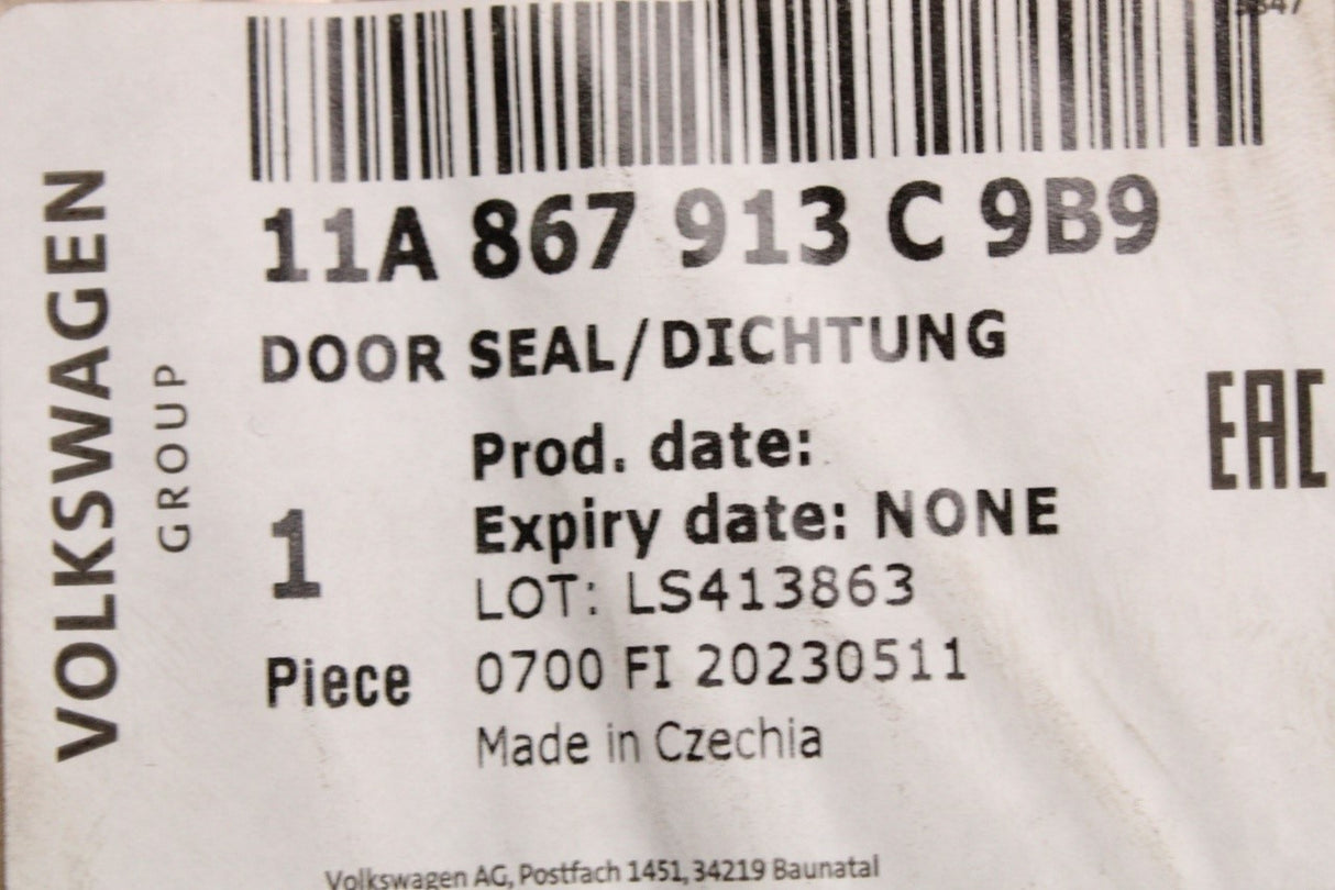 VW ID.4 ID.5 Skoda Enyaq rear inner door seal (left) 11A867913C 9B9