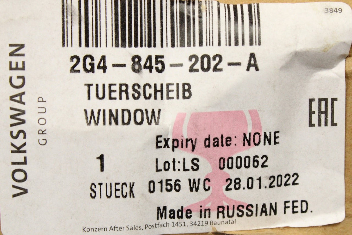 VW Polo AW 2018-on front door window glass (right) 2G4845202A