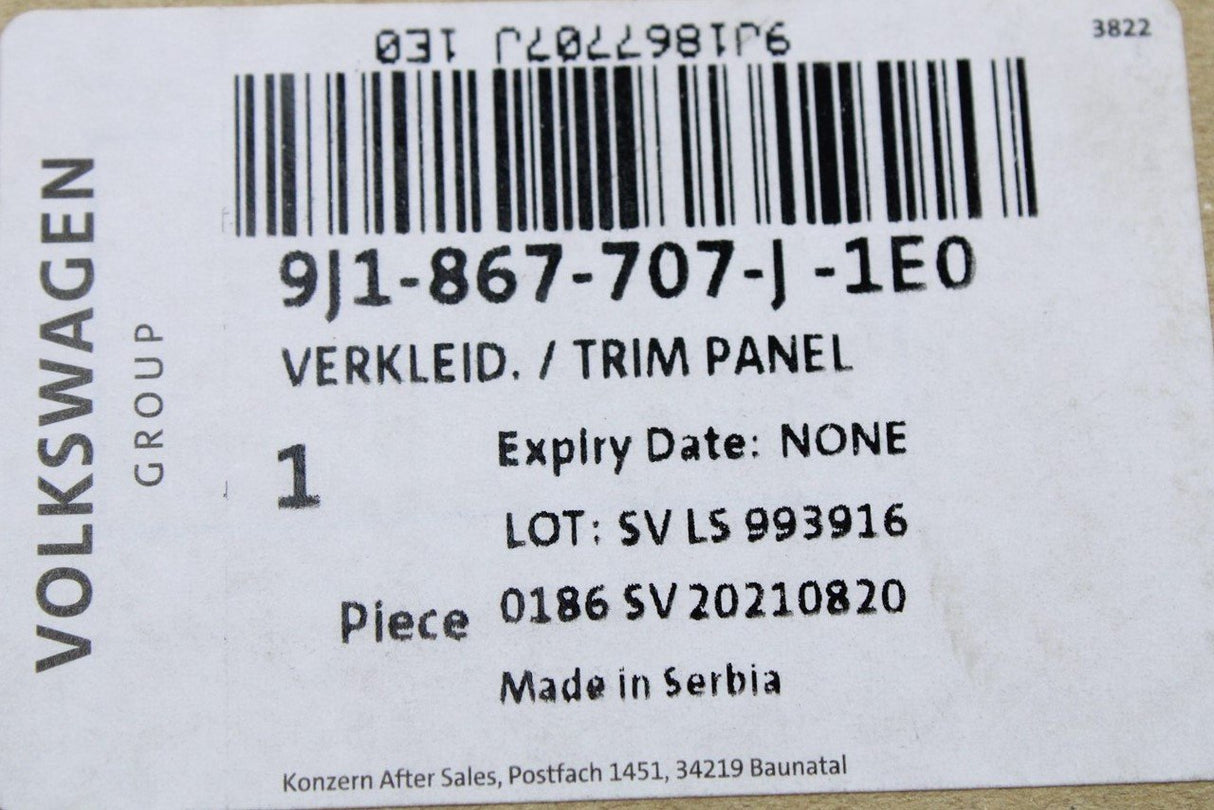 Audi e-Tron GT 2021-on boot latch surround trim panel 9J1867707J 1E0