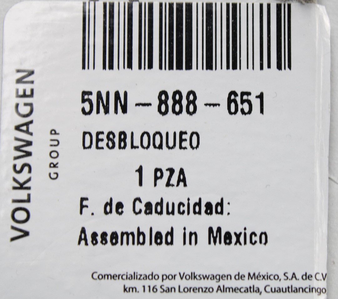 VW Tiguan Allspace 19-on rear left seat backrest release lever 5NN888651