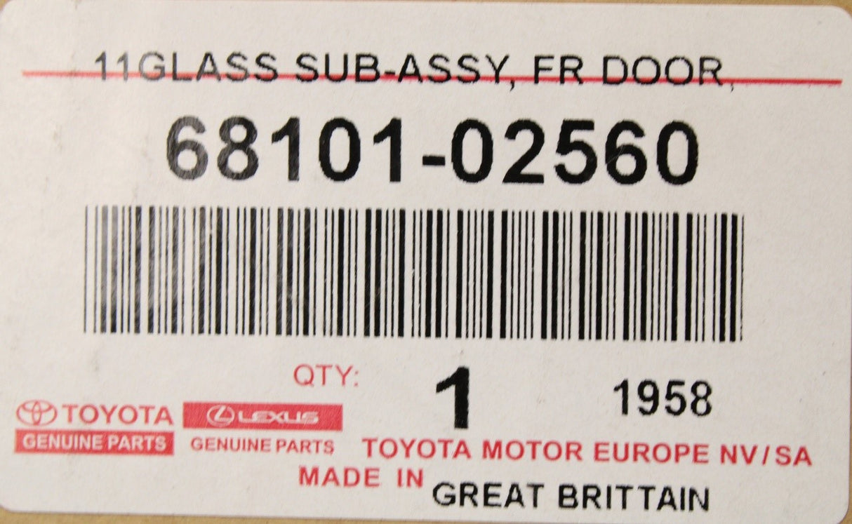 Toyota Corolla 2019-on door window glass (front right) 68101-02560