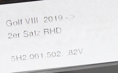 VW Golf MK8 front rubber all-weather floor mats set RHD 5H2061502 82V