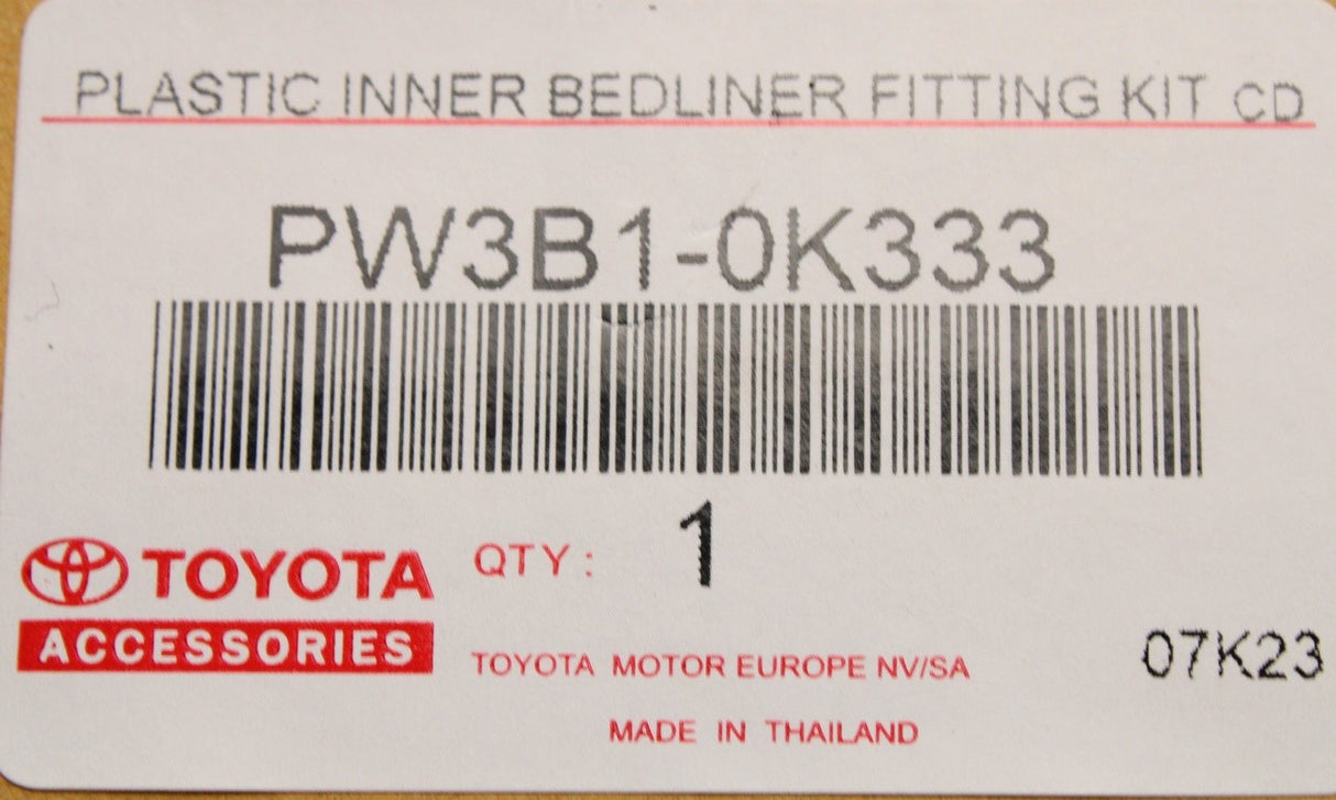 Toyota Hilux 2015-on plastic bed liner fitting kit PW3B1-0K333