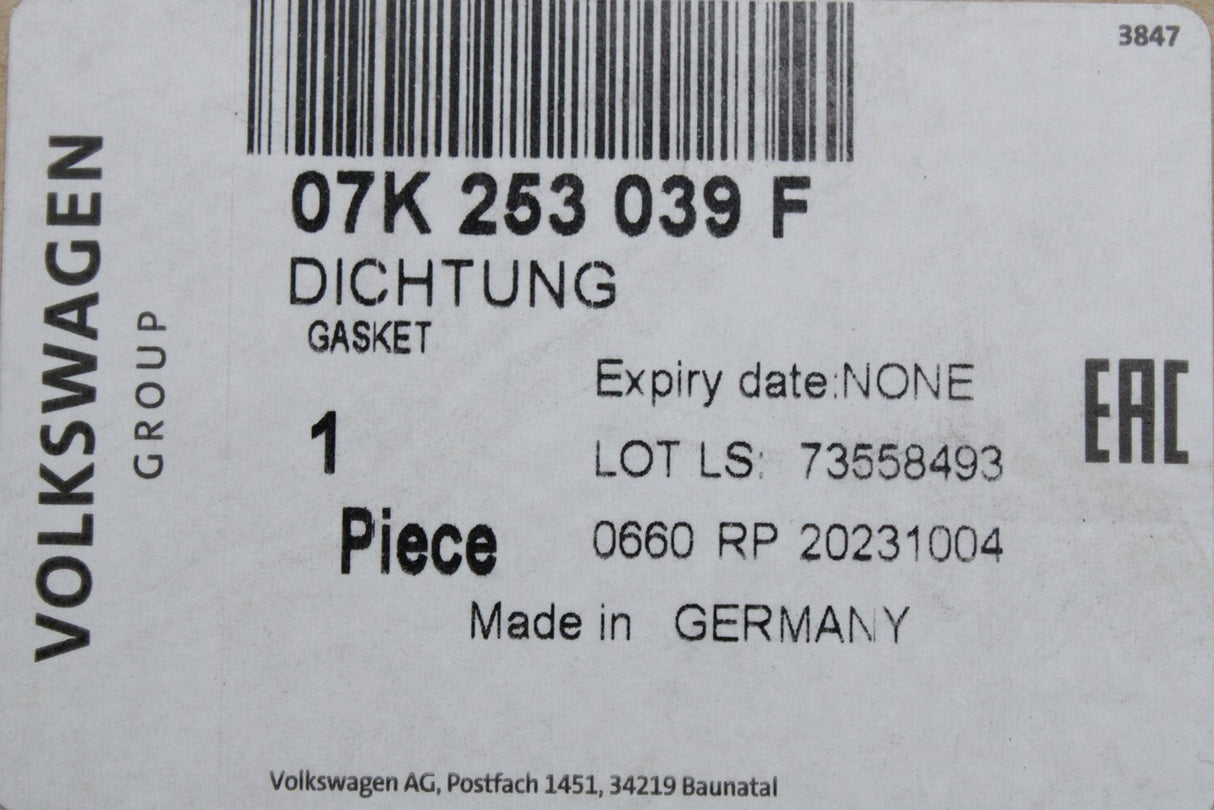 Audi RS3 17-on TTRS RSQ3 2.5 TFSI exhaust manifold gasket 07K253039F