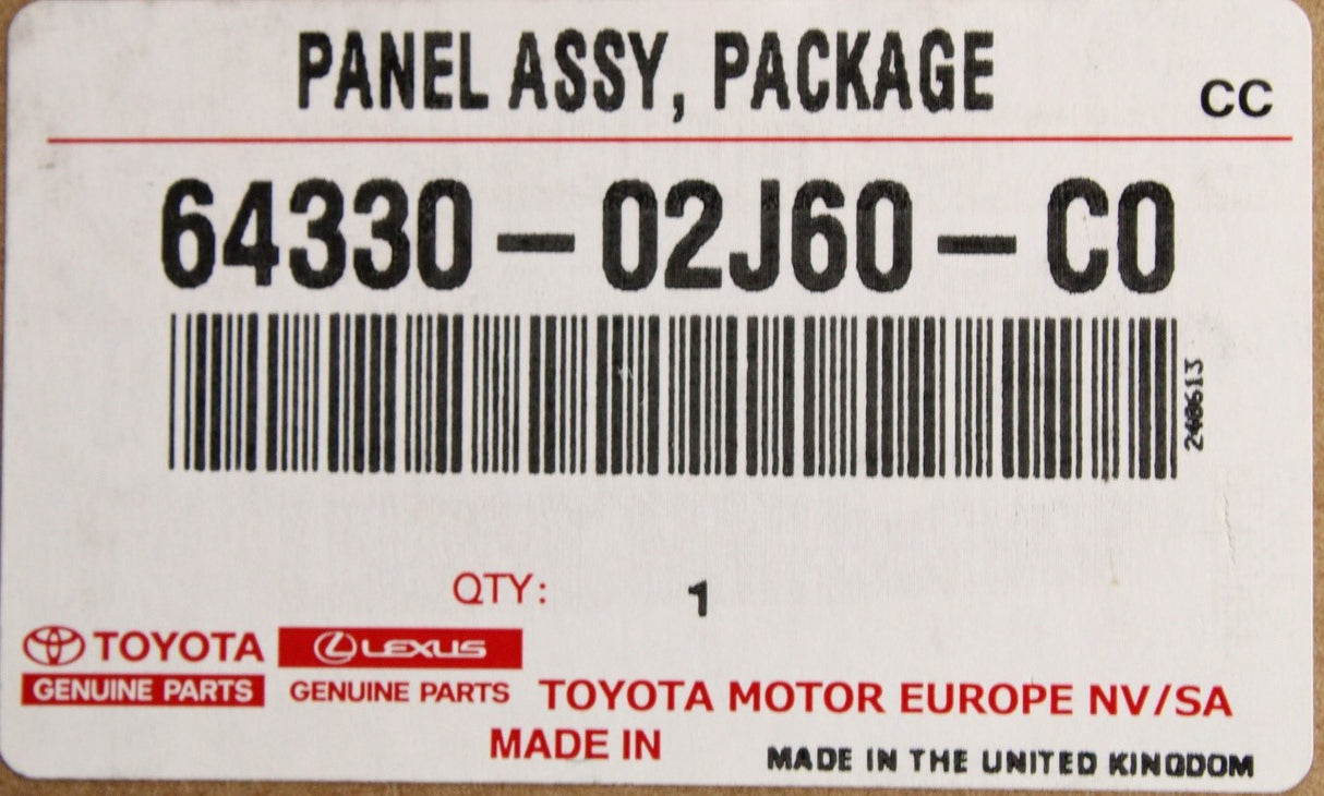 Toyota Corolla 2019-on rear parcel shelf 64330-02J60-C0