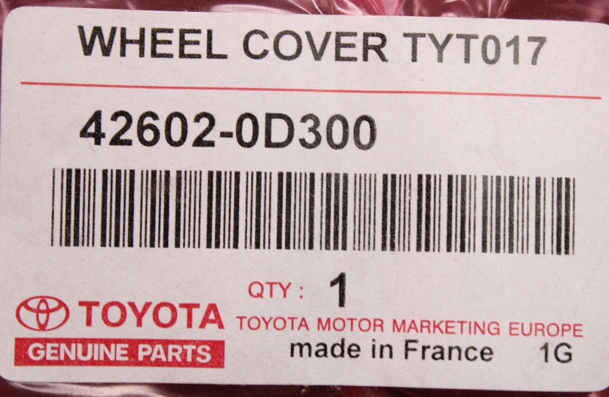 Toyota Yaris 2013-20 wheel trim hub cap (15") 42602-0D300