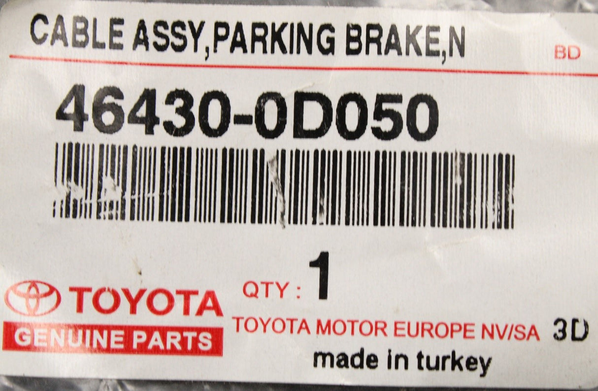 Toyota Yaris 2005-2011 handbrake cable (left) 46430-0D050