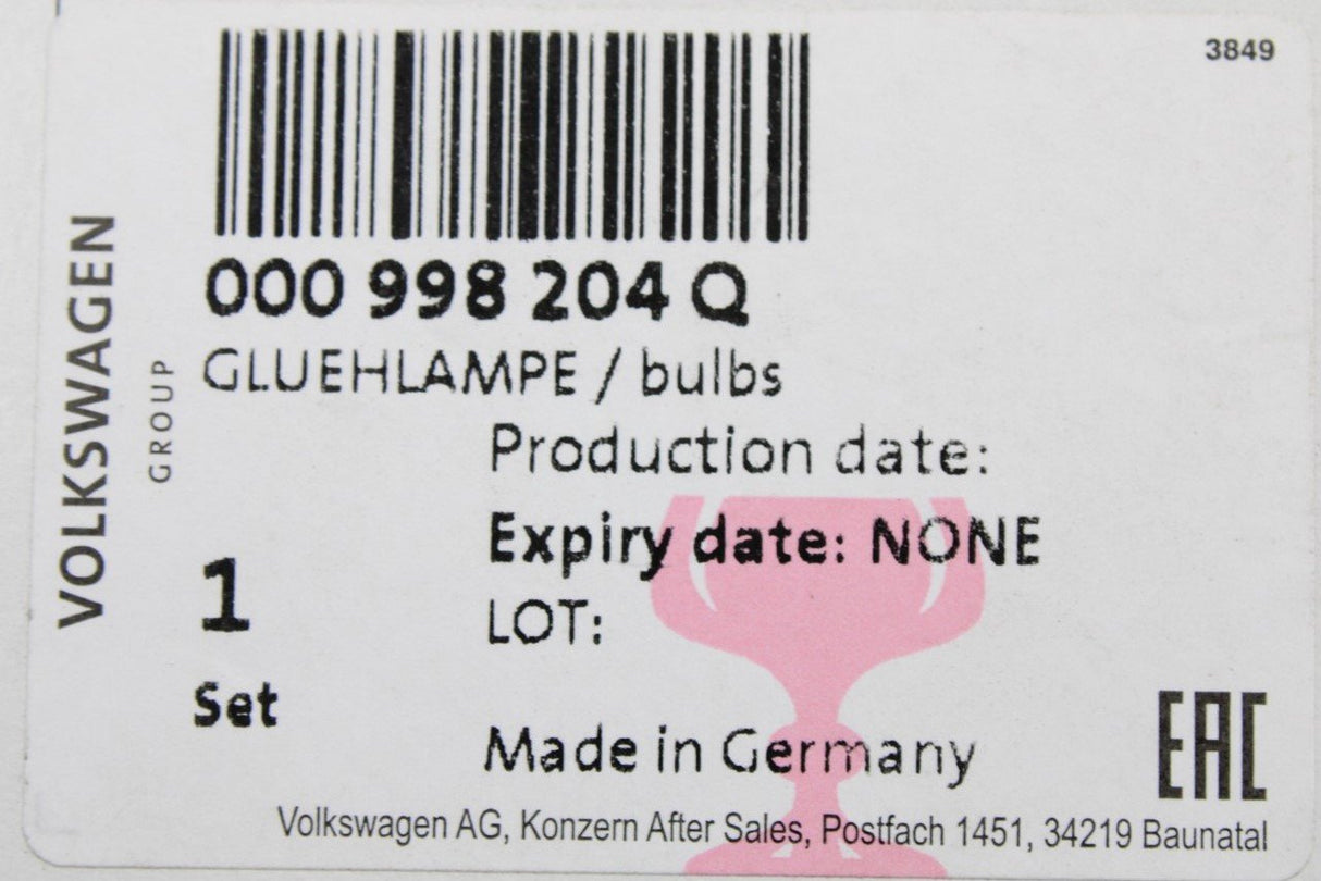 VW Transporter Caddy Polo Up Halogen H4 headlight bulb set 000998204Q