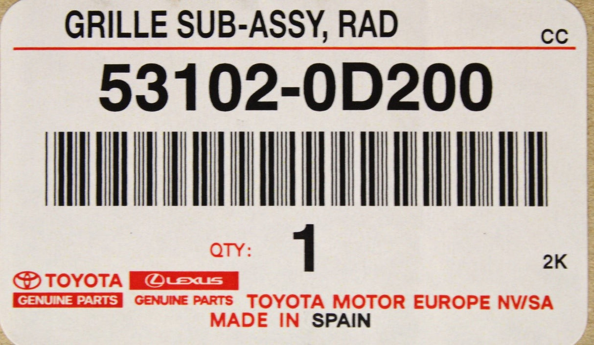 Toyota Yaris 14-20 front radiator grille (20th anniversary) 53102-0D200