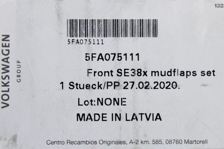 SEAT CUPRA Leon 2020-On accessory front mud flaps 5FA075111