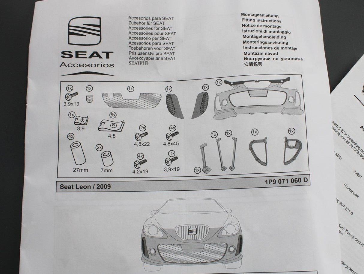 SEAT Leon Cupra K1 11-13 BTCC front bumper kit with grilles 1P9071060D