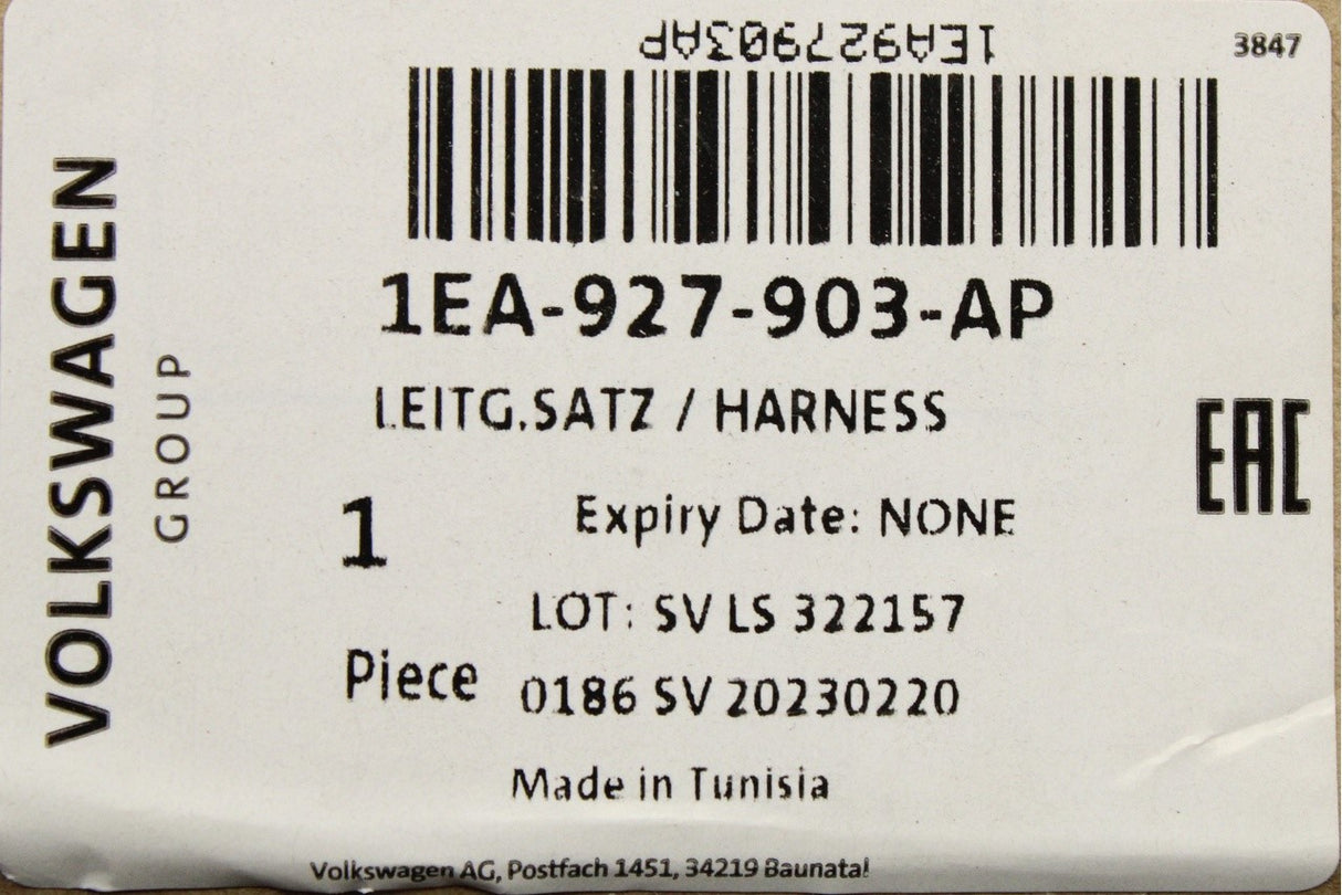 VW ID.4 Audi Skoda Enyaq CUPRA speed sensor wiring harness 1EA927903AP