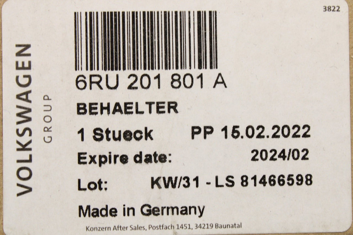 VW Audi A1 Skoda SEAT 2011-on activated charcoal cannister 6RU201801A
