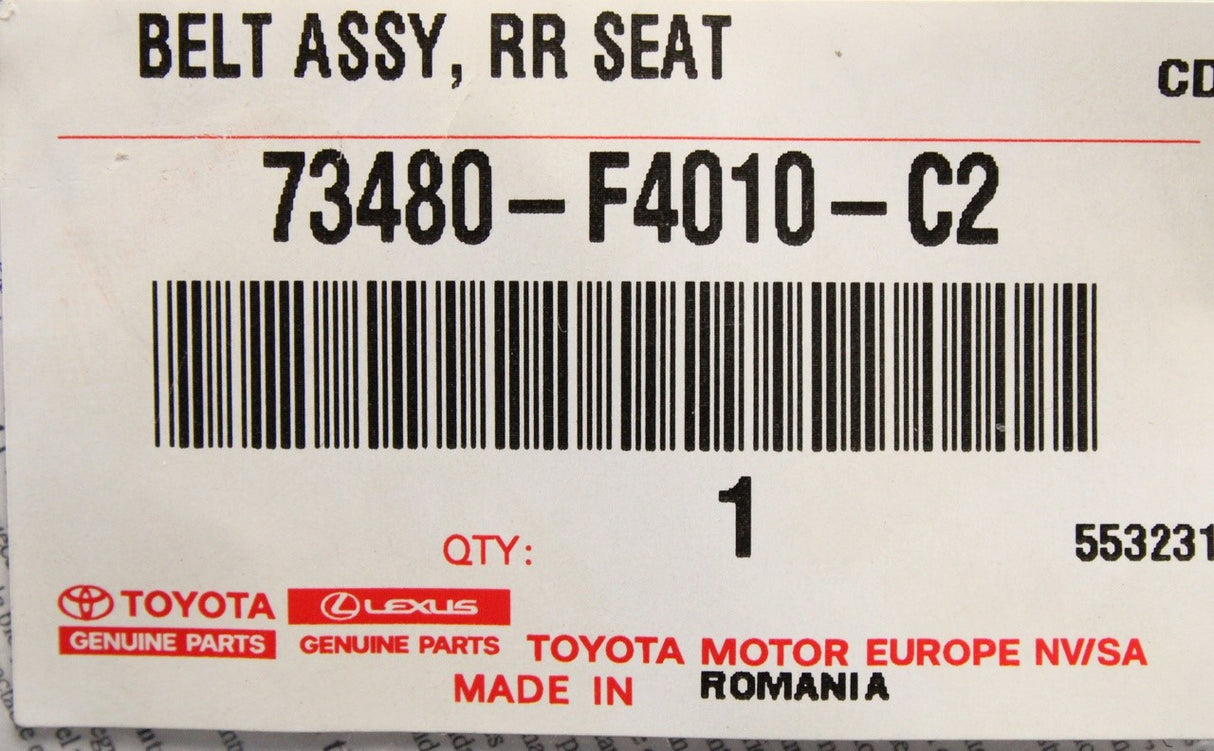 Toyota C-HR 2016-on double seat belt buckle (rear left) 73480-F4010-C2