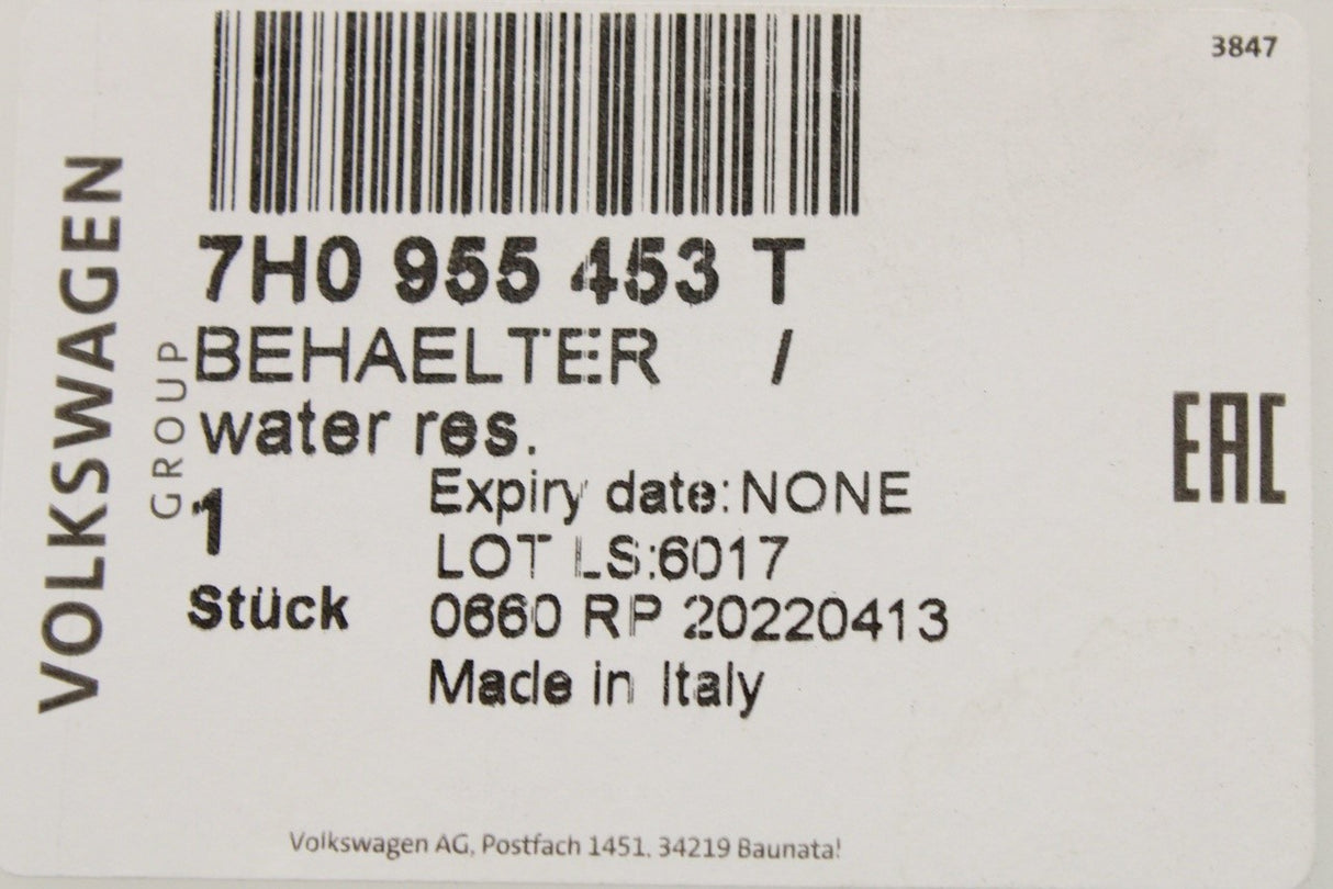 VW Transporter T5 T5.1 2003-2015 screen wash bottle reservoir 7H0955453T