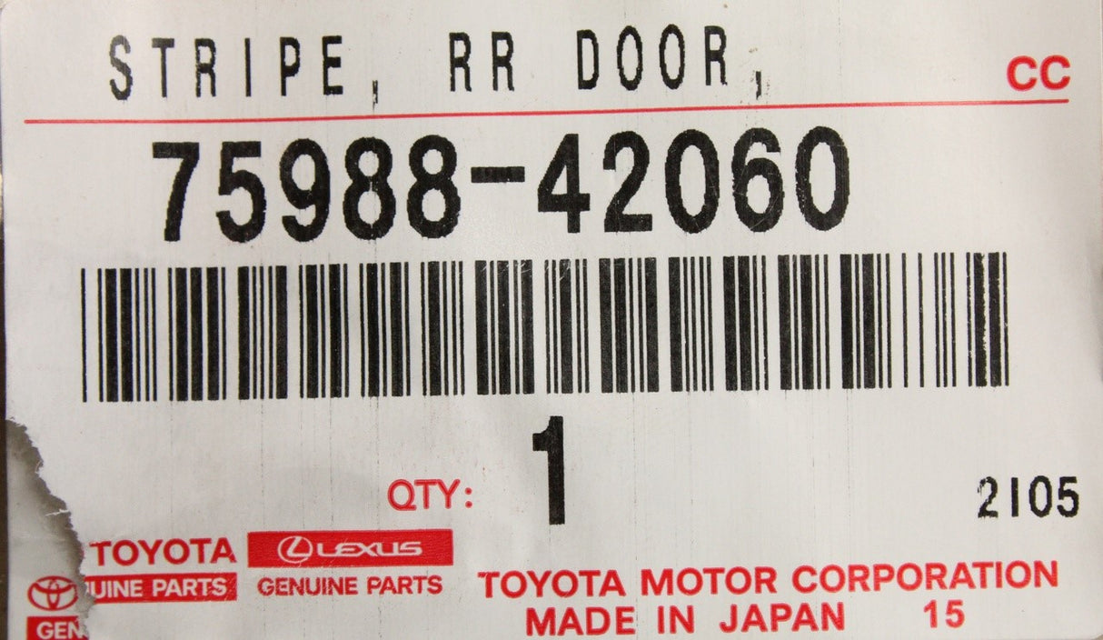 Toyota RAV4 2018-on rear upper door protection film (left) 75988-42060