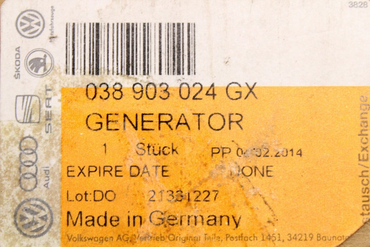VW Polo 9N 9N3 Audi A3 8L TT MK1 Skoda Fabia SEAT alternator 038903024GX
