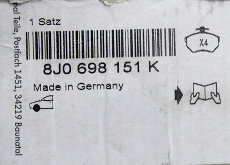 Audi RS3 TTRS SEAT Leon Cupra front brake pads for 370mm 8J0698151K