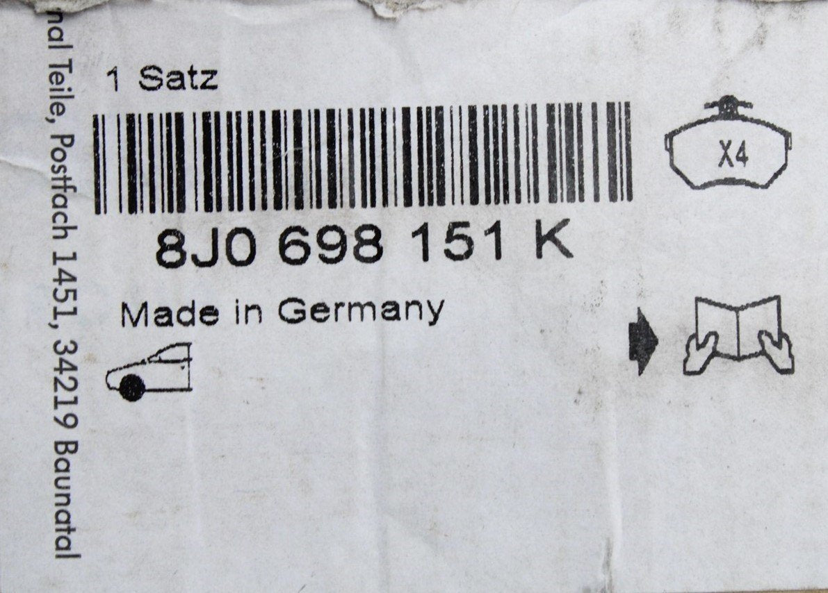 Audi RS3 8P TTRS SEAT Leon Cupra front brake pads (370mm) 8J0698151K