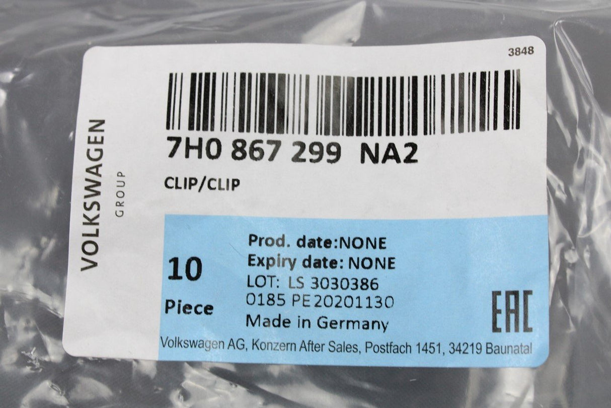 VW Transporter T6.1 Seat trim panel clips Grey (x10) 7H0867299 NA2