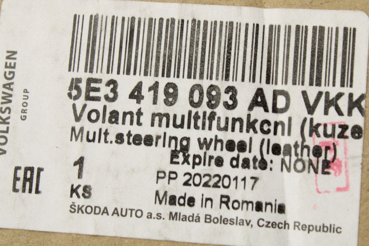 Genuine Skoda Octavia VRS 2020-on leather steering wheel 5E3419093AD VKK