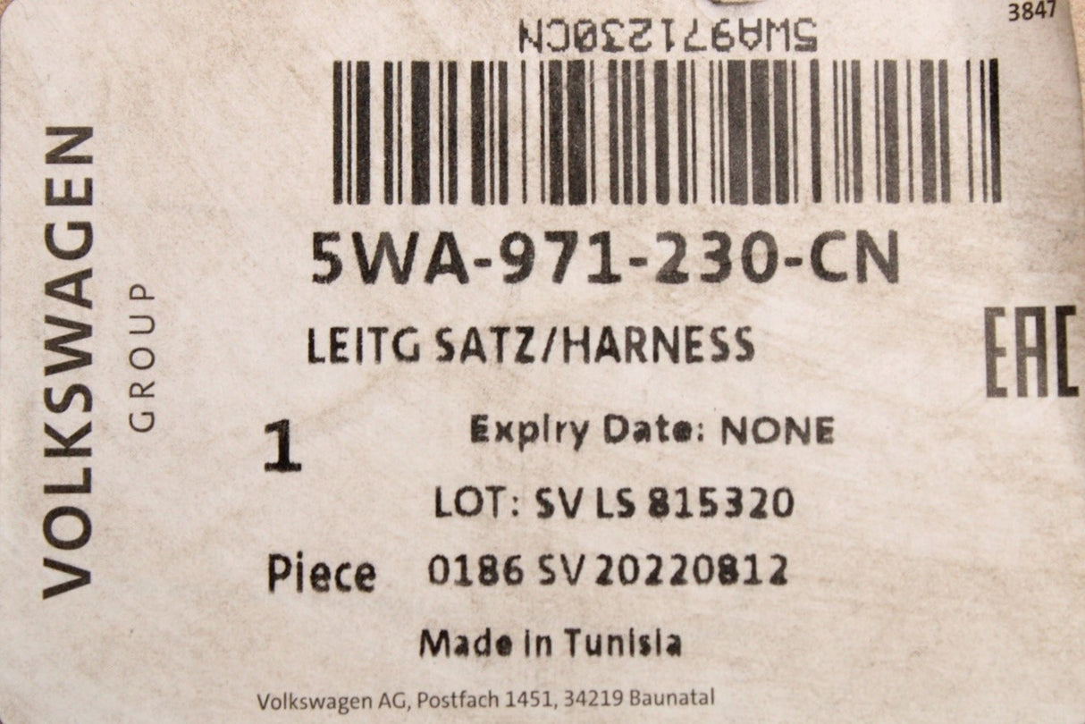 VW Golf Audi A3 Skoda Octavia 2020-on 1.0L positive battery wiring harness 5WA971230CN
