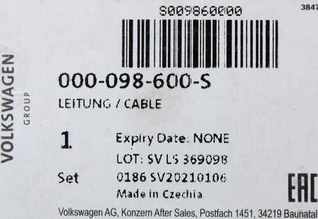 VW Audi Skoda SEAT data connection line (1000mm) 000098600S