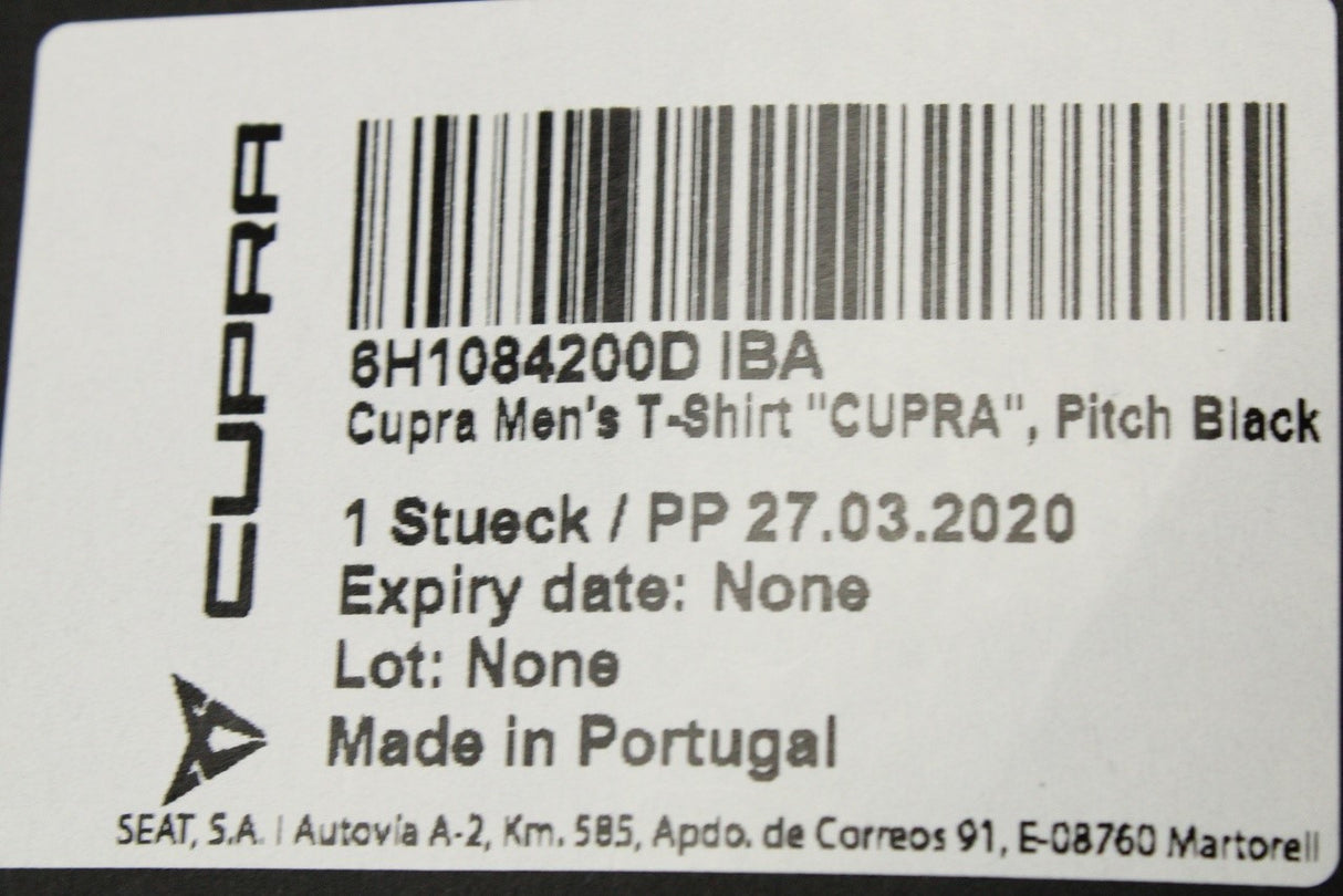 Cupra Men's pitch black t-shirt (XL) 6H1084200D IBA