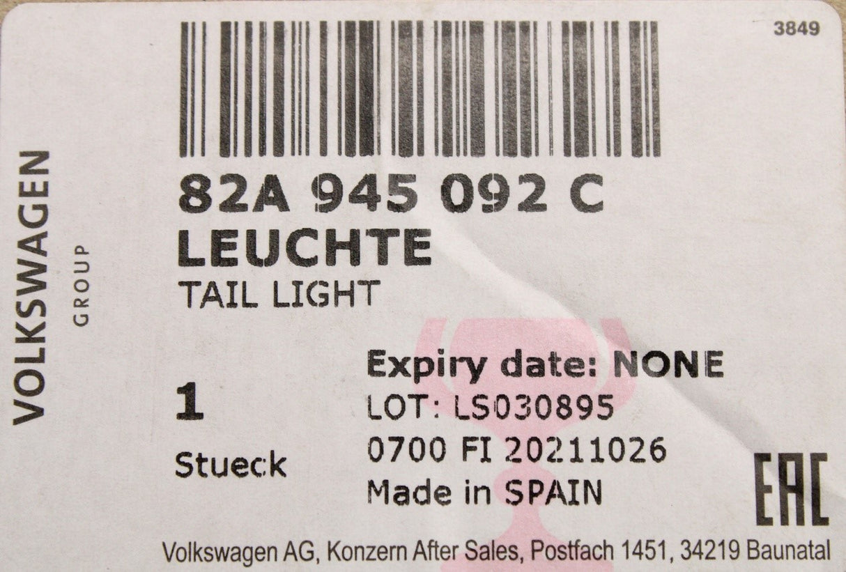 Audi A1 2019-on dynamic LED tail light (outer right) 82A945092C