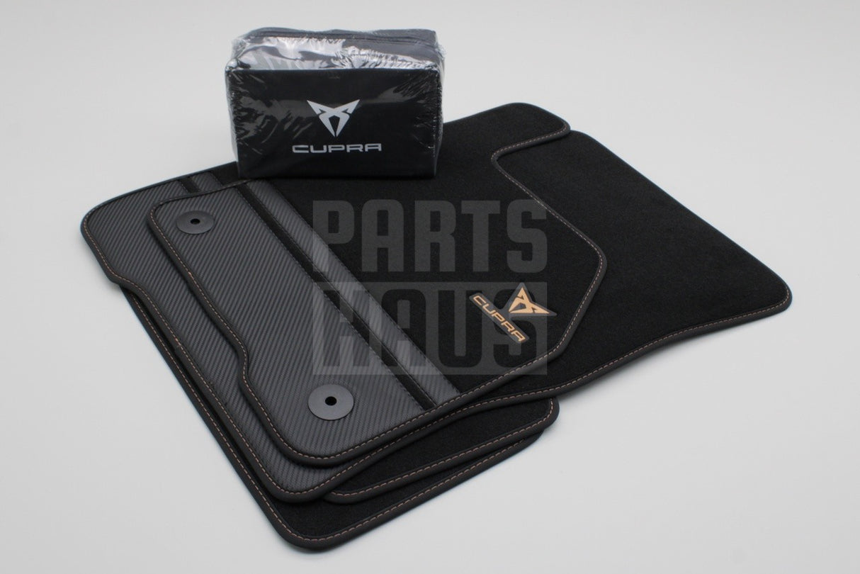 CUPRA Formentor 2021-on front & rear carbon effect floor mats with safety kit 5FH093990F