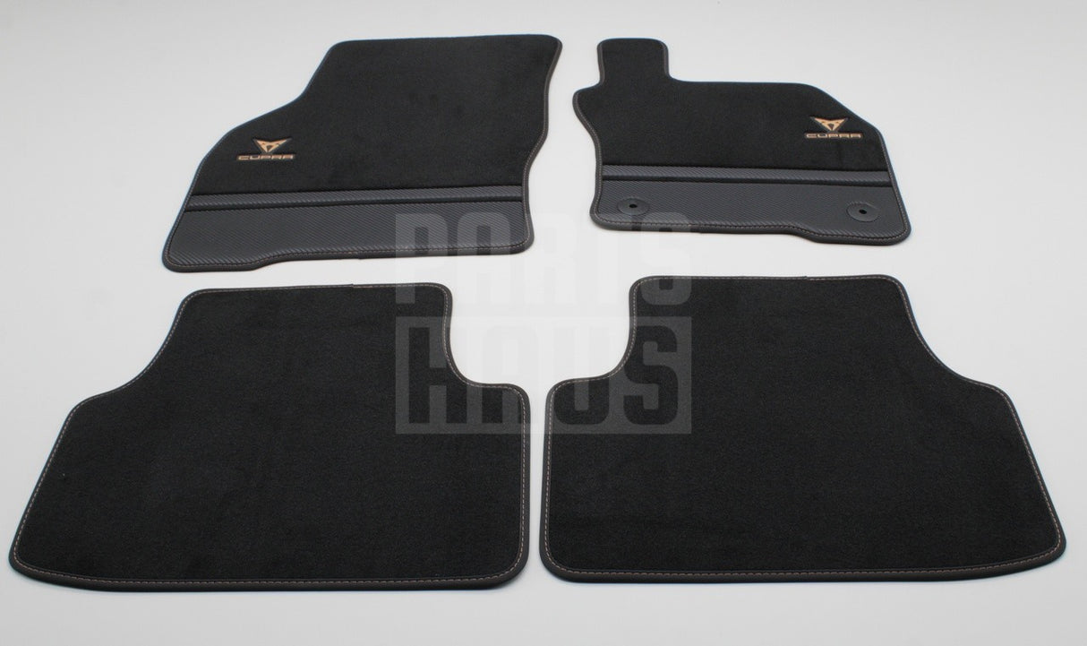 CUPRA Formentor 2021-on front & rear carbon effect floor mats with safety kit 5FH093990F