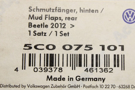 VW Beetle 2012-16 accessory mud flaps (rear) 5C0075101