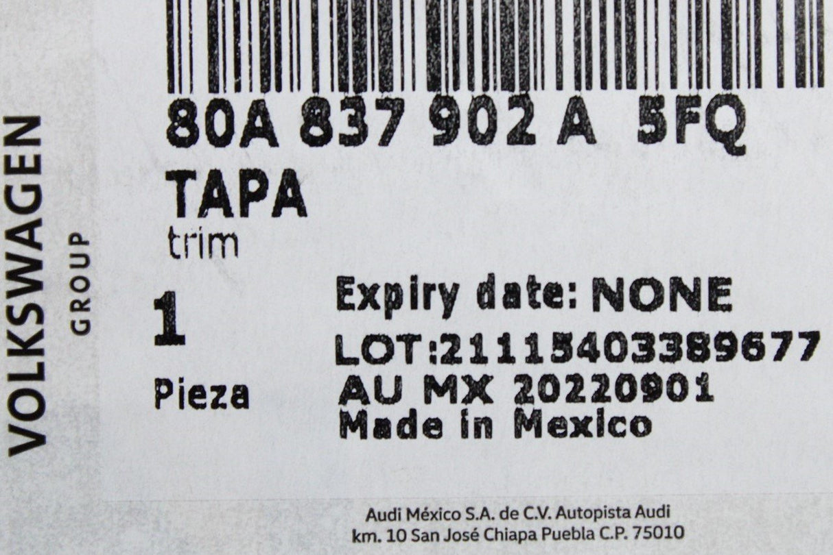 Audi Q5 2017-21 front door pillar trim black (right) 80A837902A 5FQ