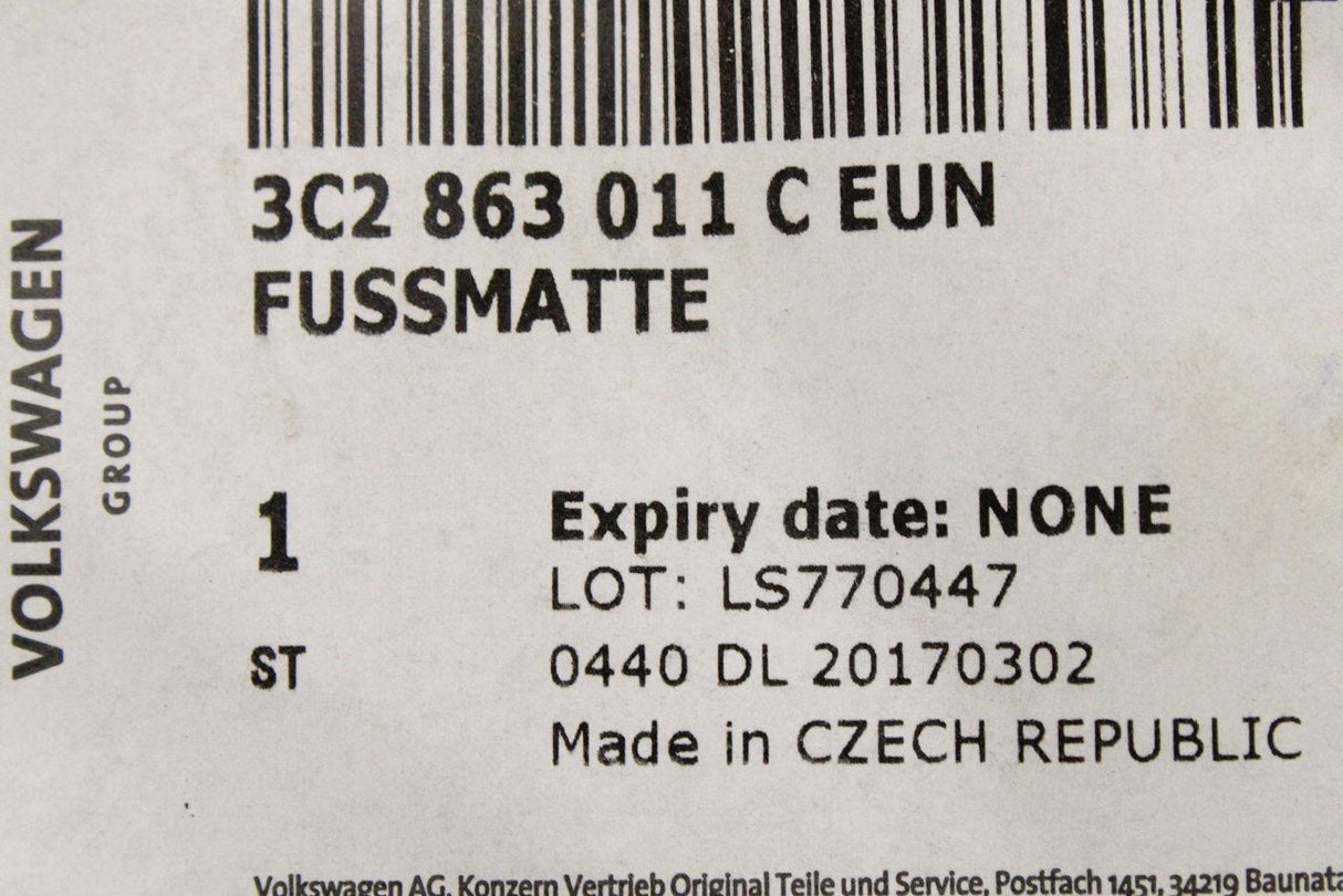 VW Passat B7 11-15 CC 12-17 floor mats set (front & rear) 3C2863011C EUN