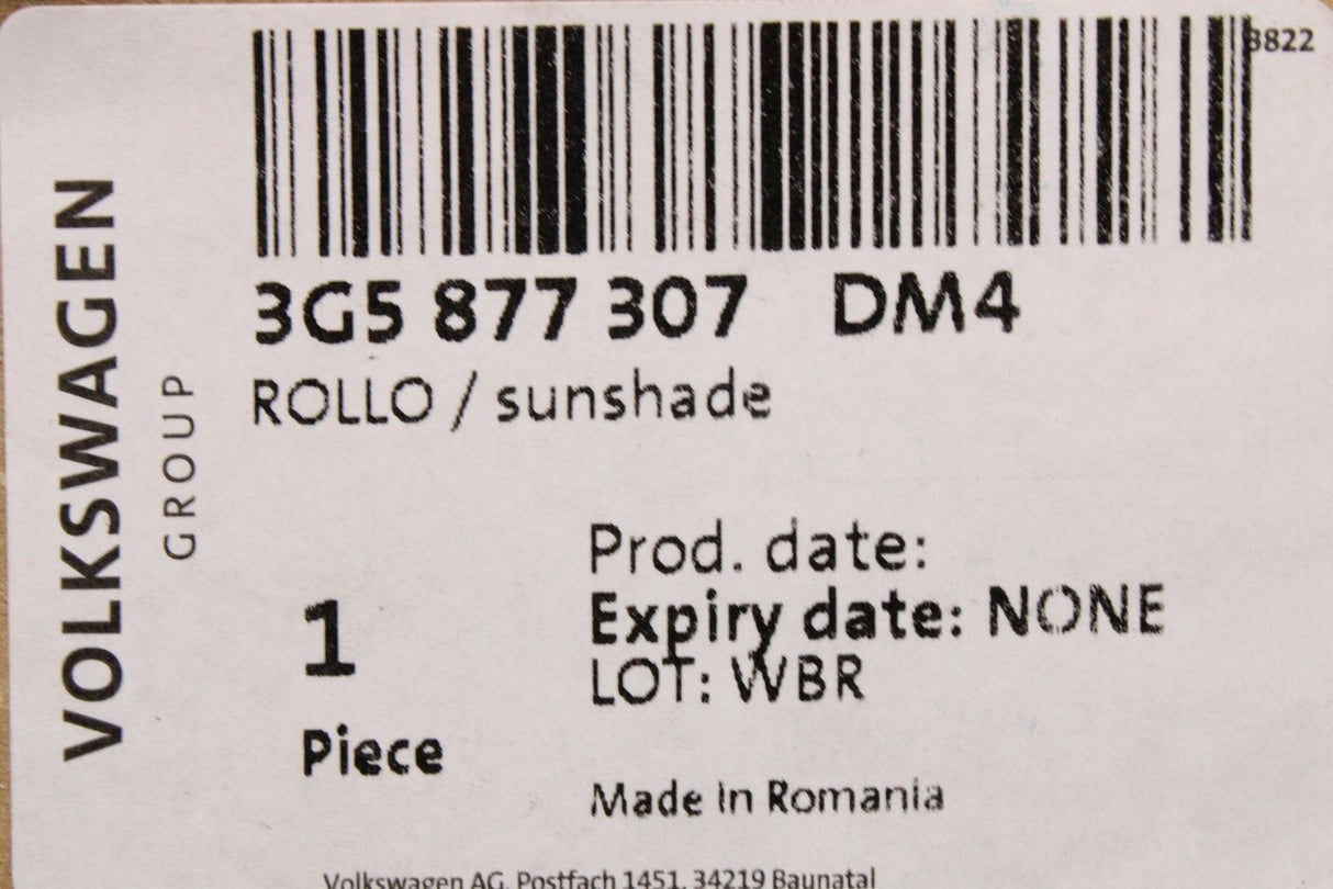 VW Arteon Passat Skoda Superb 2015-2025 sunroof sunblind 3G5877307 DM4